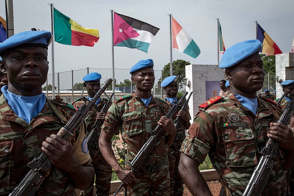 Beninese UN peacekeepers in Bamako during UN Secretary-General António Guterres’ visit on May 30, 2018.