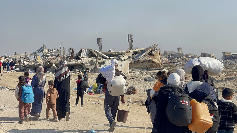 Residents of the Gaza Strip evacuating during the 2025 conflict.