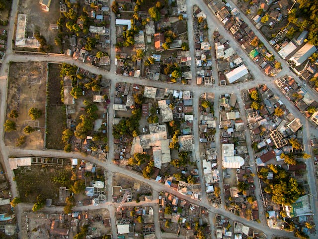 Aerial photography of assorted color buildings